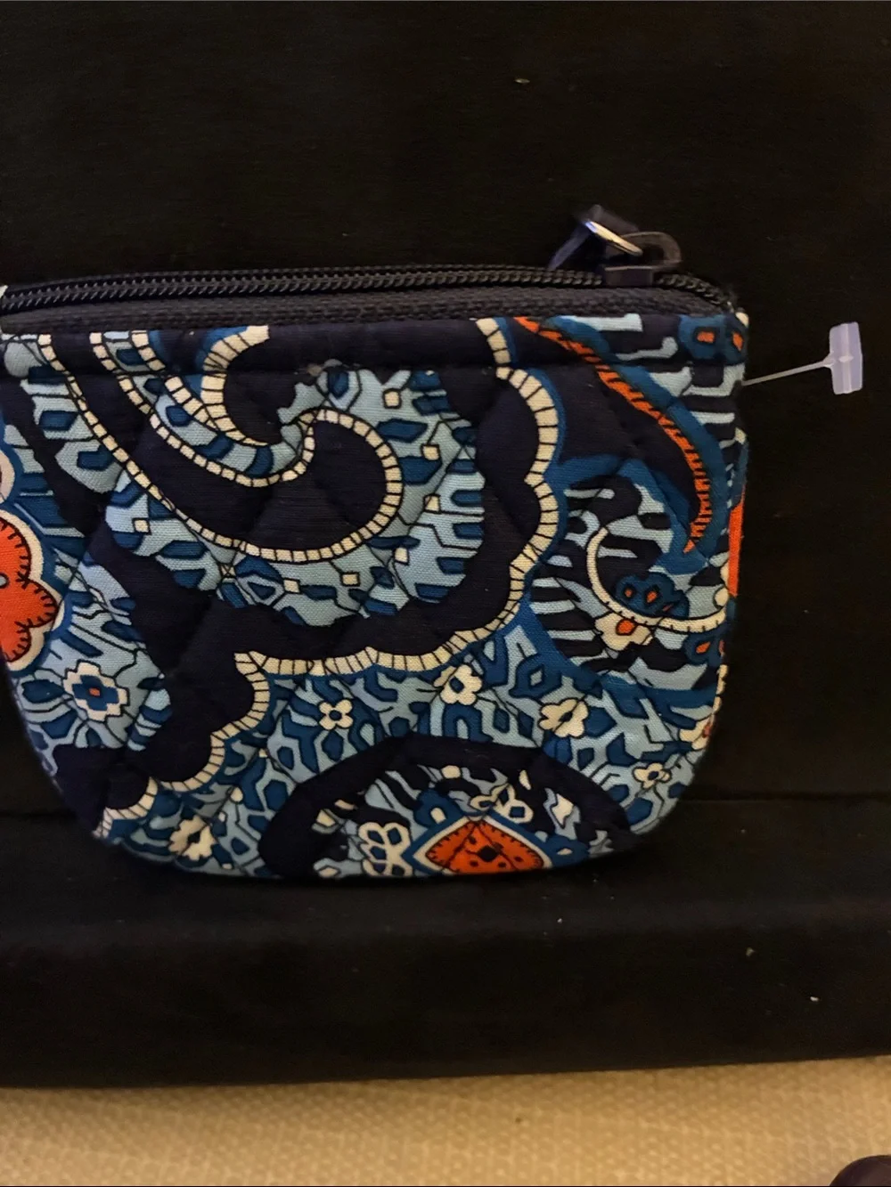 Vera Bradley Quilted Blue Paisley Zip Coin Pouch Retired-NWOT